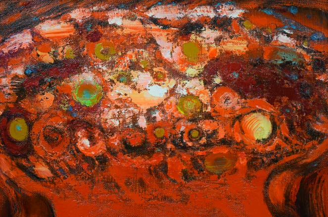 大谷久子「赤い壺・かいがら菊」油絵・P10号 絵画買取・販売の小竹美術