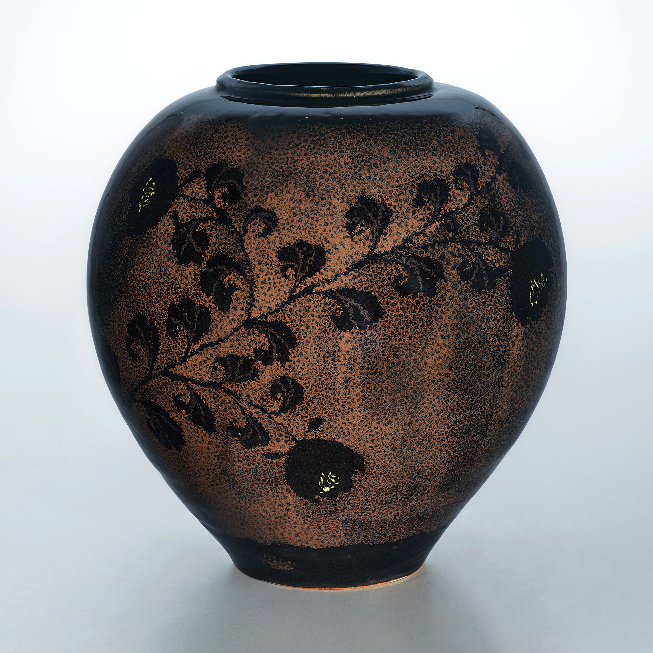 鉄釉草花文壺(原 清)｜ギャラリージャパン