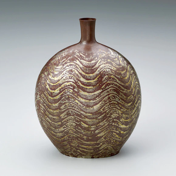 鍛黄銅銀彩壺「翠」(山田 藍)｜ギャラリージャパン