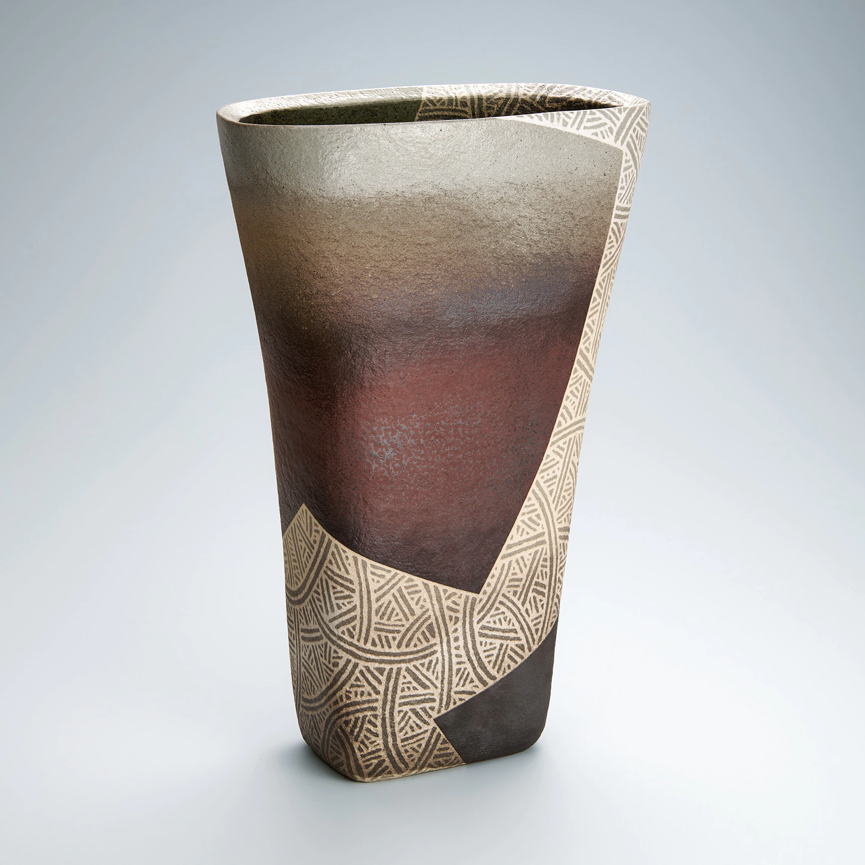 象嵌釉彩直弧文花器(佐伯 守美)｜ギャラリージャパン