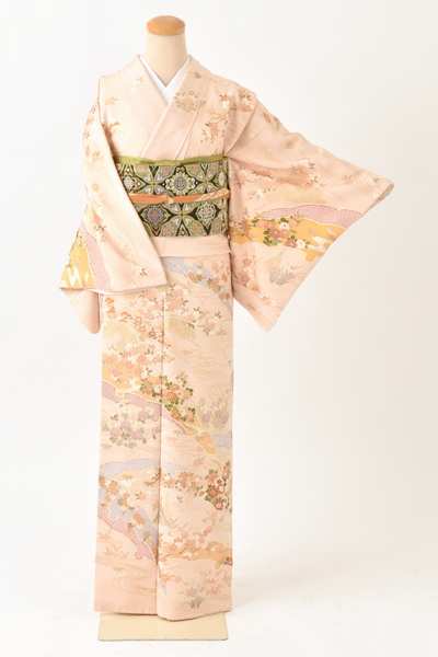 訪問着[ピンク色・鹿の子柄]｜着物レンタルあき (来店着付け無料・全国