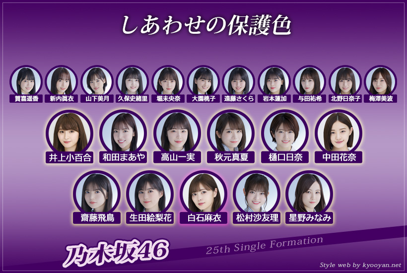 乃木坂46 25th「しあわせの保護色」選抜フォーメーション
