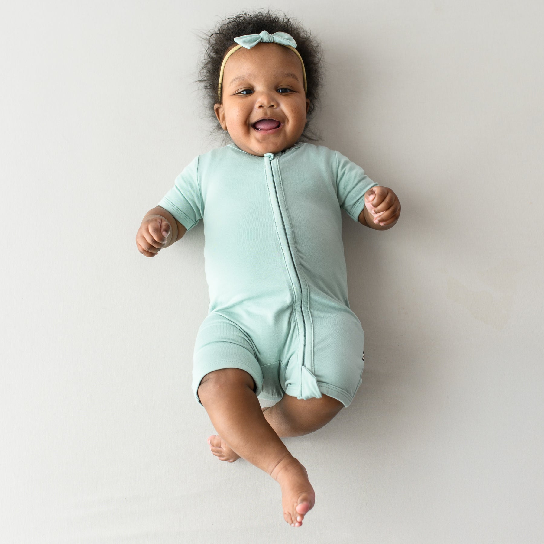 Zippered Shortall Romper Sage | Shortie Romper | Kyte Baby