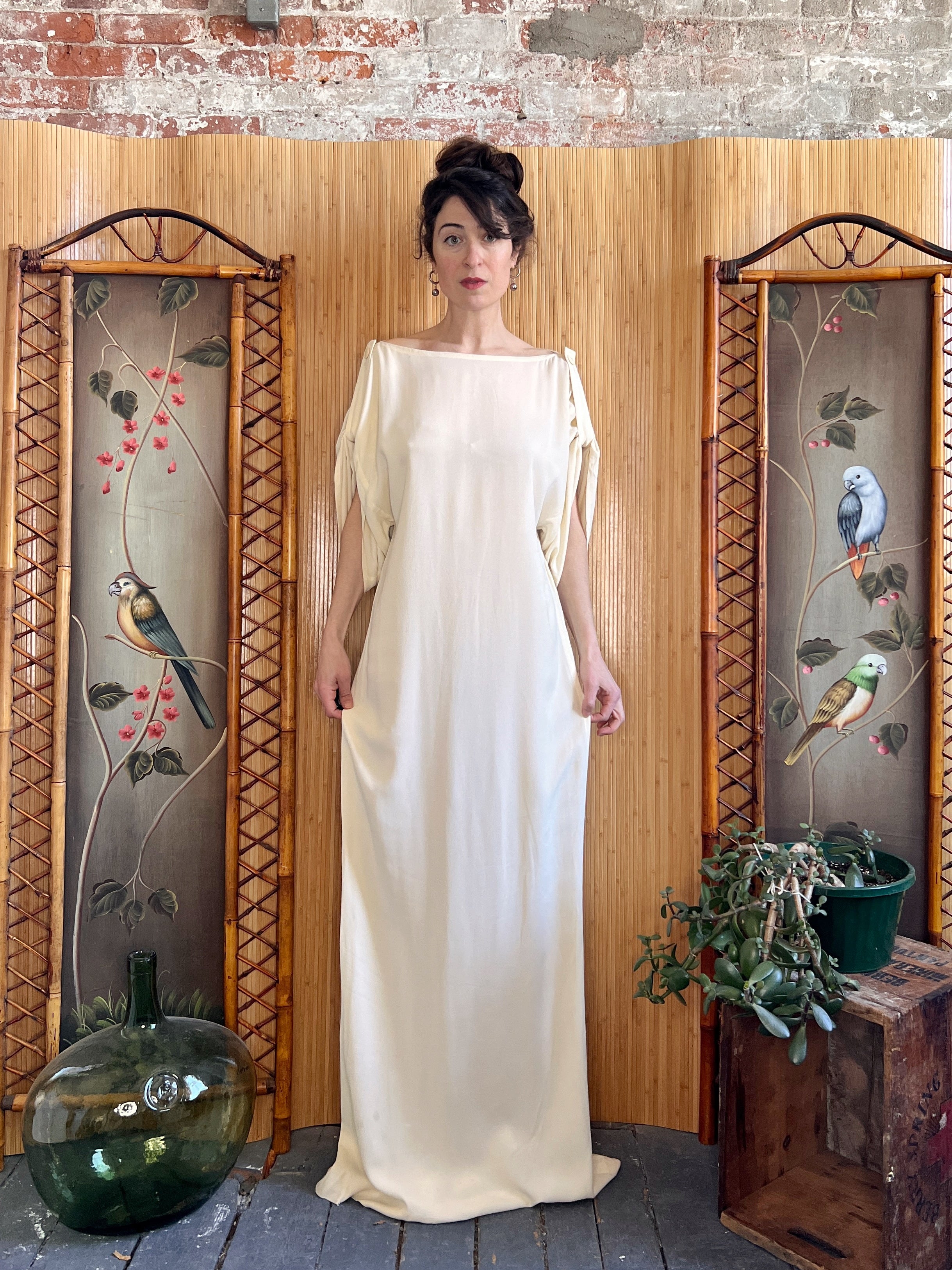 1990s YSL Rive Gauche Ivory Column Gown – The Lady Next Door