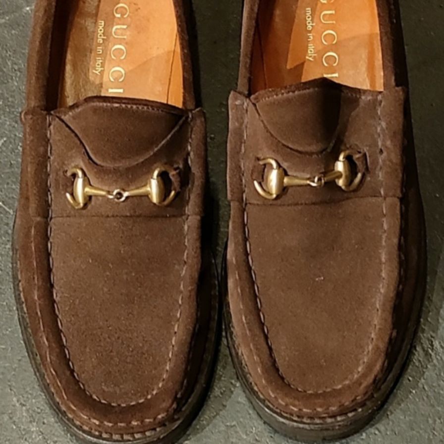 極美品【GUCCI】グッチ ビットローファー スエード ゴールド金具