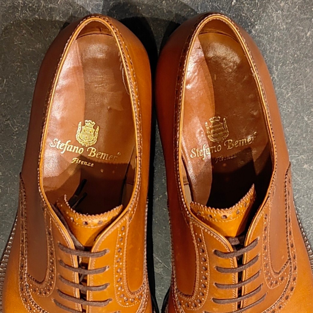 希少 美品【Stefano Bemer】ステファノベーメル セミブローグ カーフ