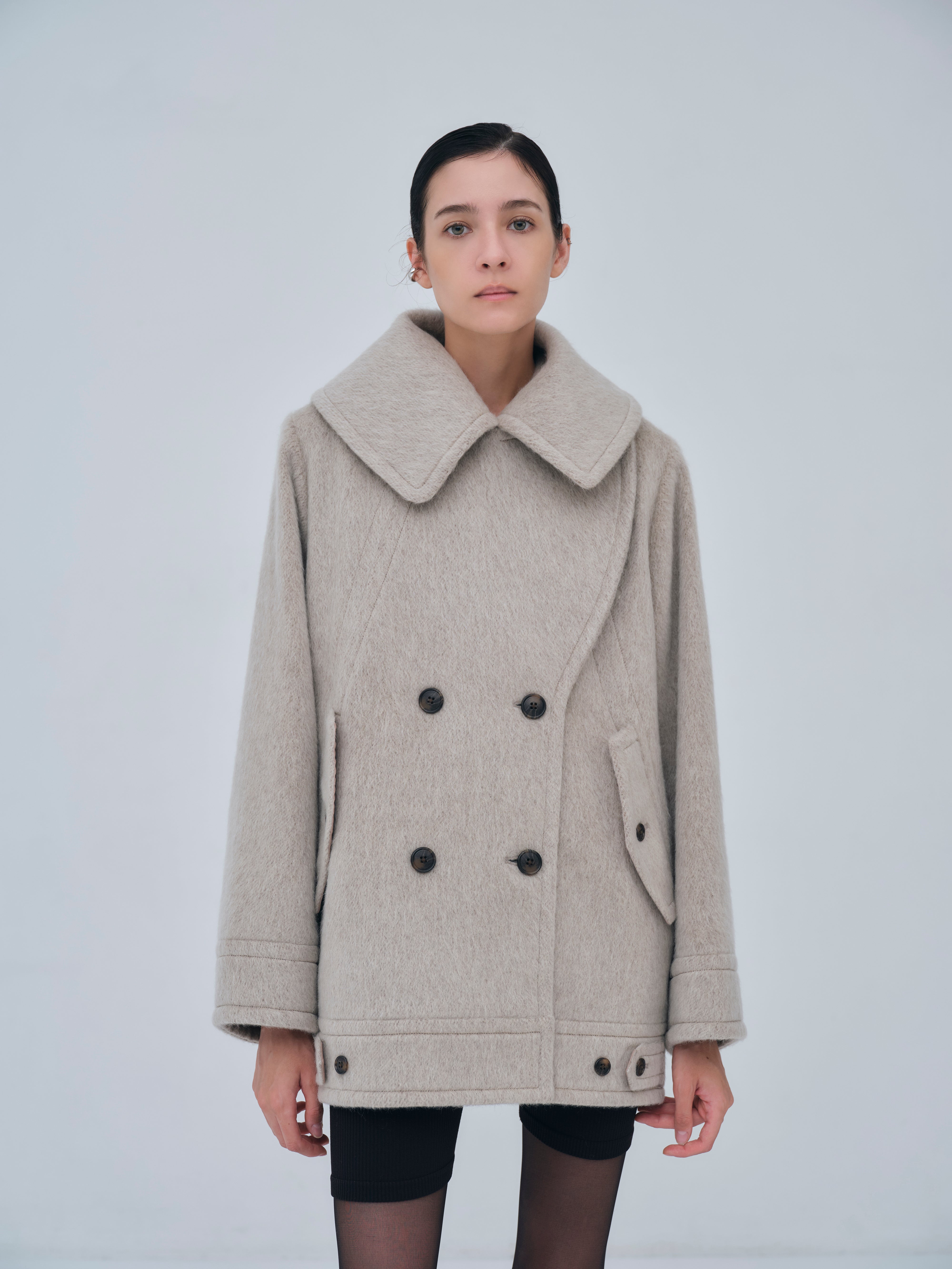 Signature Wide Lapel Mid Coat – L'AUBE BLANC