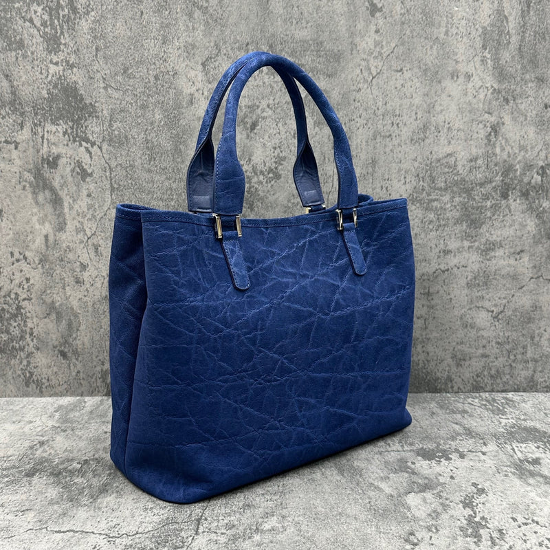 エレファント トートバッグ 象革 メンズ レディース 本革 紺 ネイビー