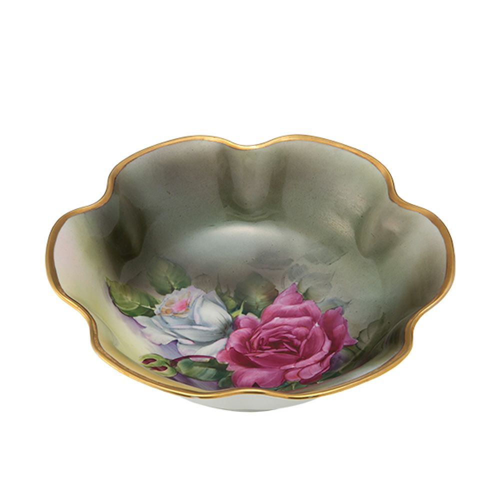 1点限り】オールドノリタケ 金点盛り 小薔薇 葡萄文 ミニボウル 花型