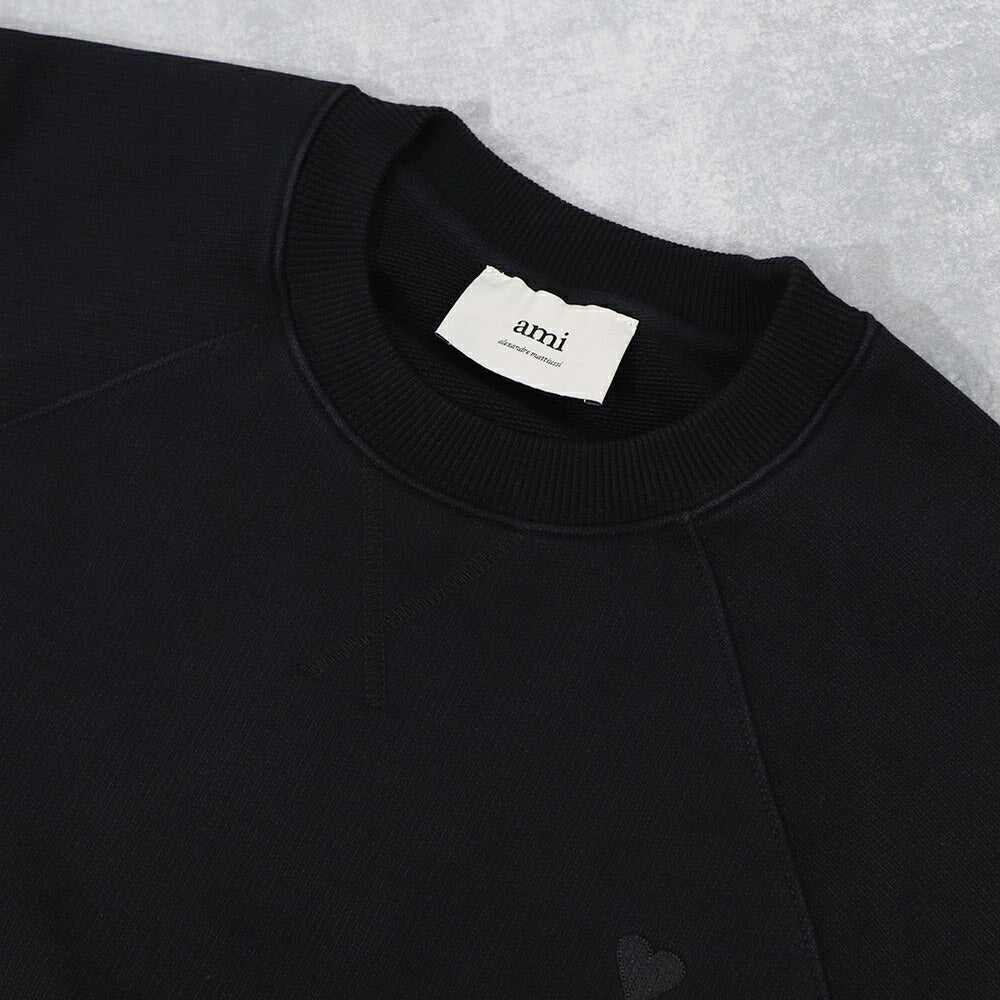 AMI PARIS スウェット ブラック ブルー系 コットン ハートロゴ 刺繍