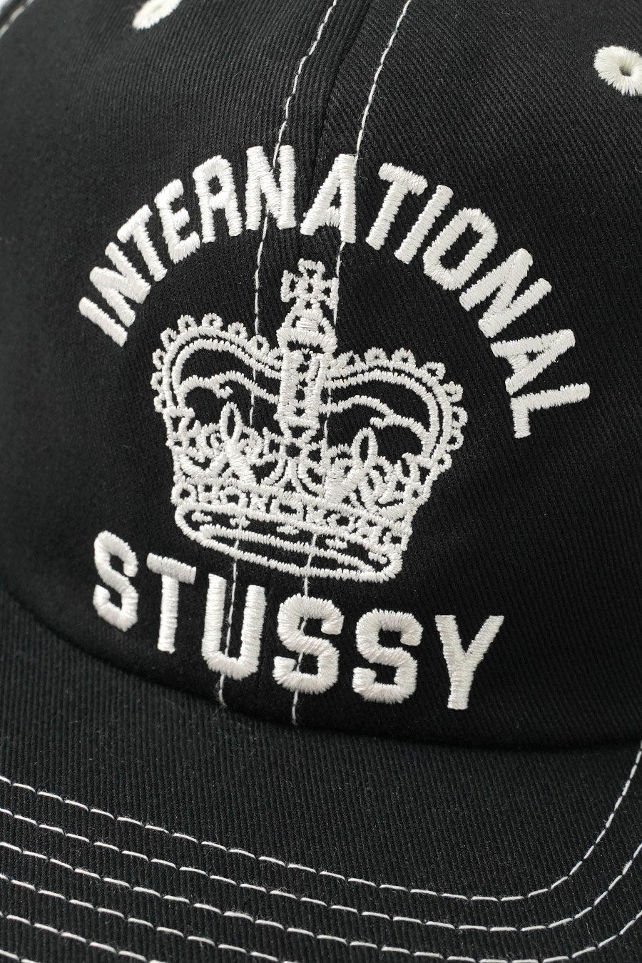 Stussy - BLACK MID-DEPTH INTERNATIONAL CROWN STRAPBACK CAP – LE