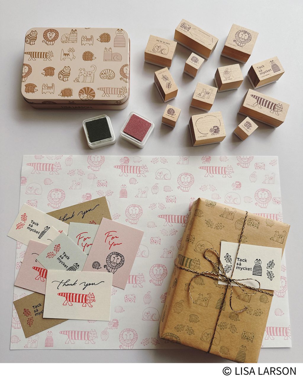 リサ・ラーソン付録の木製スタンプの活用術】オリジナルの紙タグや包装