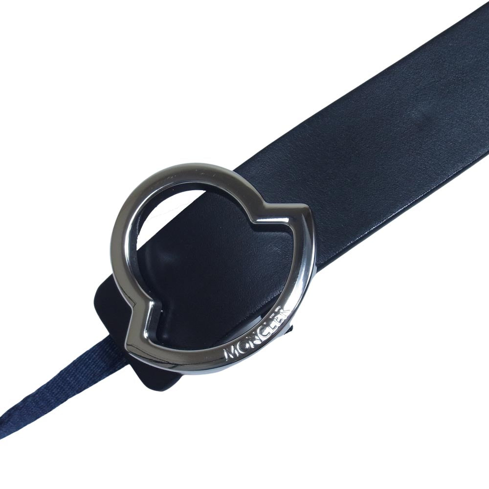 MONCLER モンクレール ロゴ バックル レザー ベルト ブラック系 44