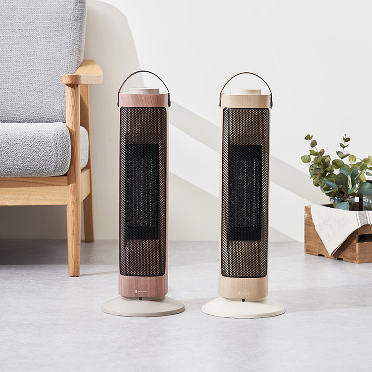 タワー型セラミックファンヒーター&ファン -Premium WOOD- LCAWA006