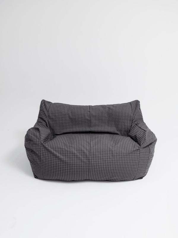 公式】LOOSY 2人掛けビーズソファ 付替カバー Charcoal Check｜2人用