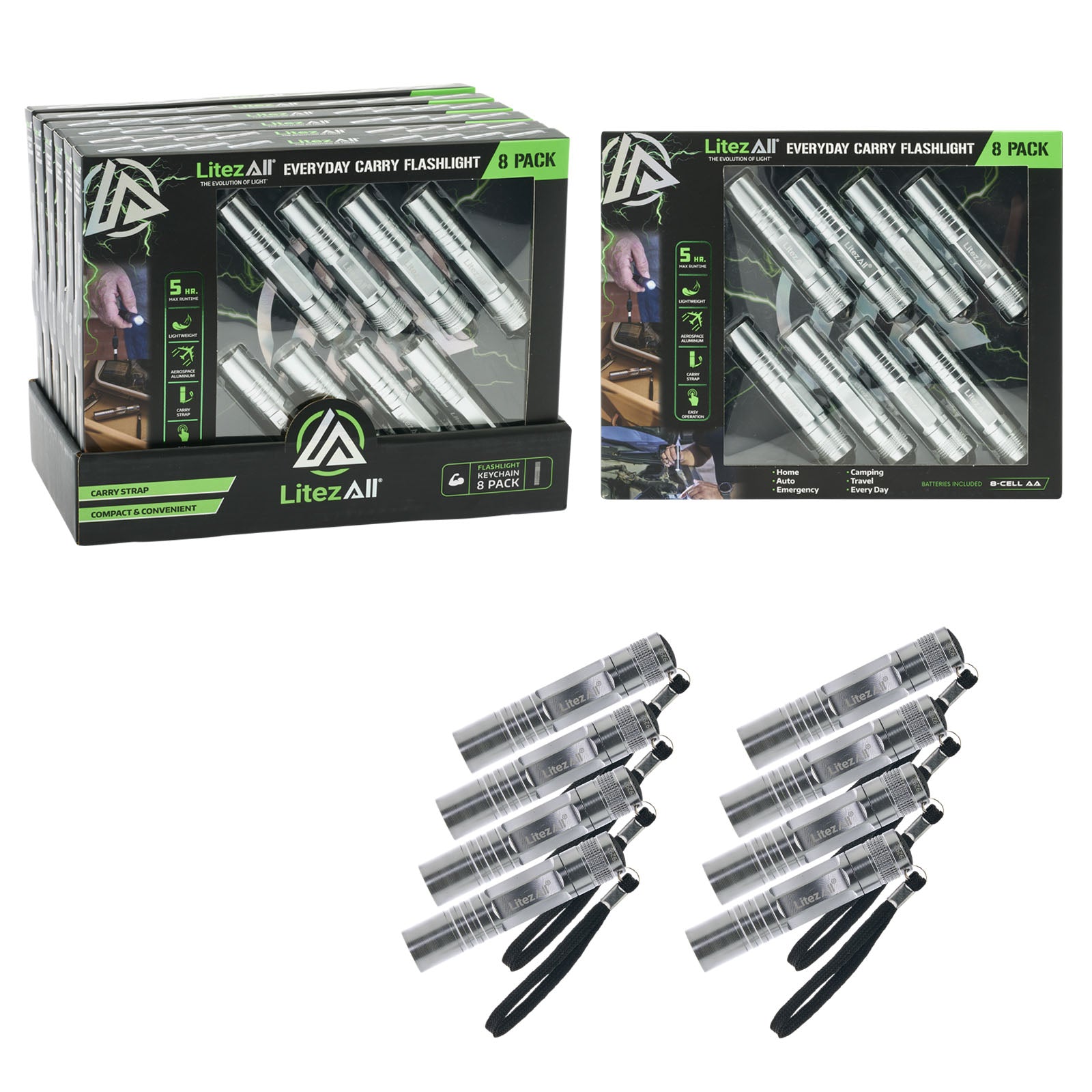 LitezAll® Keychain Flashlight 8-Pack Gift Box - LitezAll