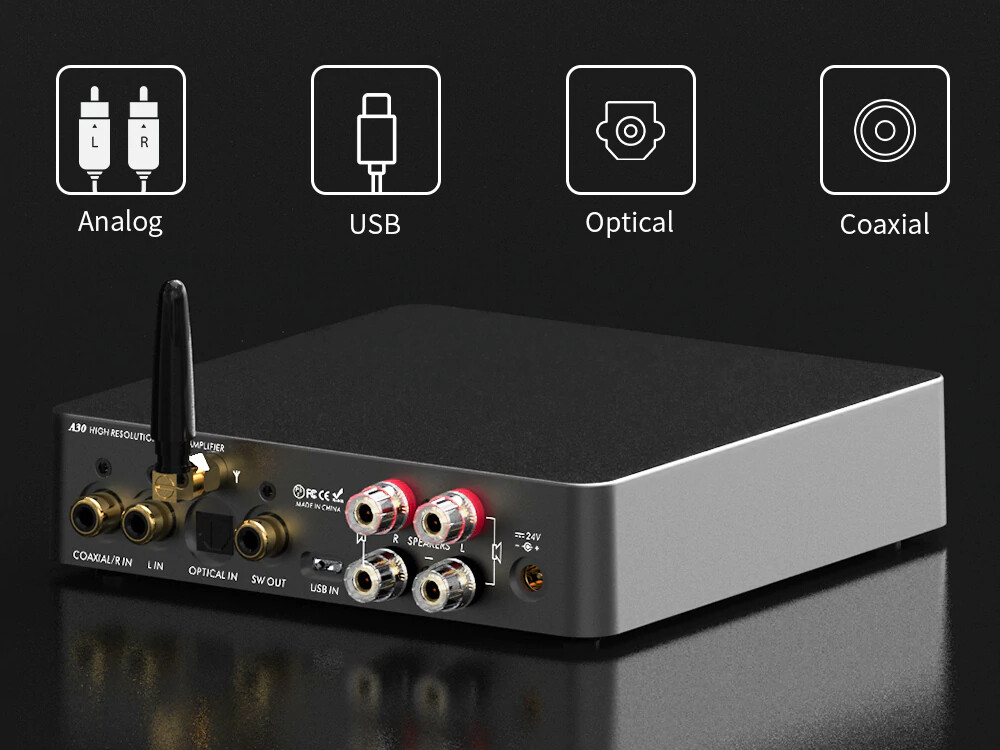 LOXJIE A30」 新型Class-DアンプIC搭載、RCA／SPDIF／USB／Bluetooth