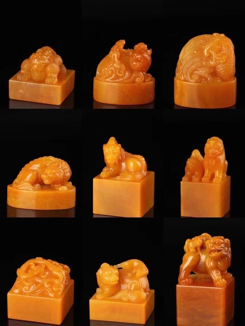 10盤龍 ラオス石 田黄 高級 印材 印石 落款 雅号 10盤龍 ラオス石 田黄