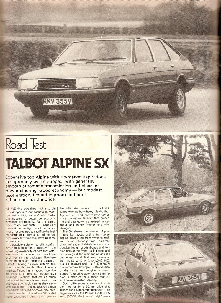 Talbot Alpine 1600 SX Road Test 1980 | Flickr