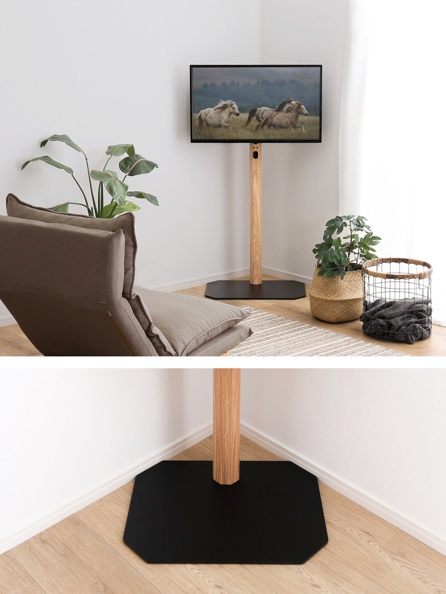 TVスタンド ハイタイプ 八角支柱 32-65型対応 木目調 HDDホルダー