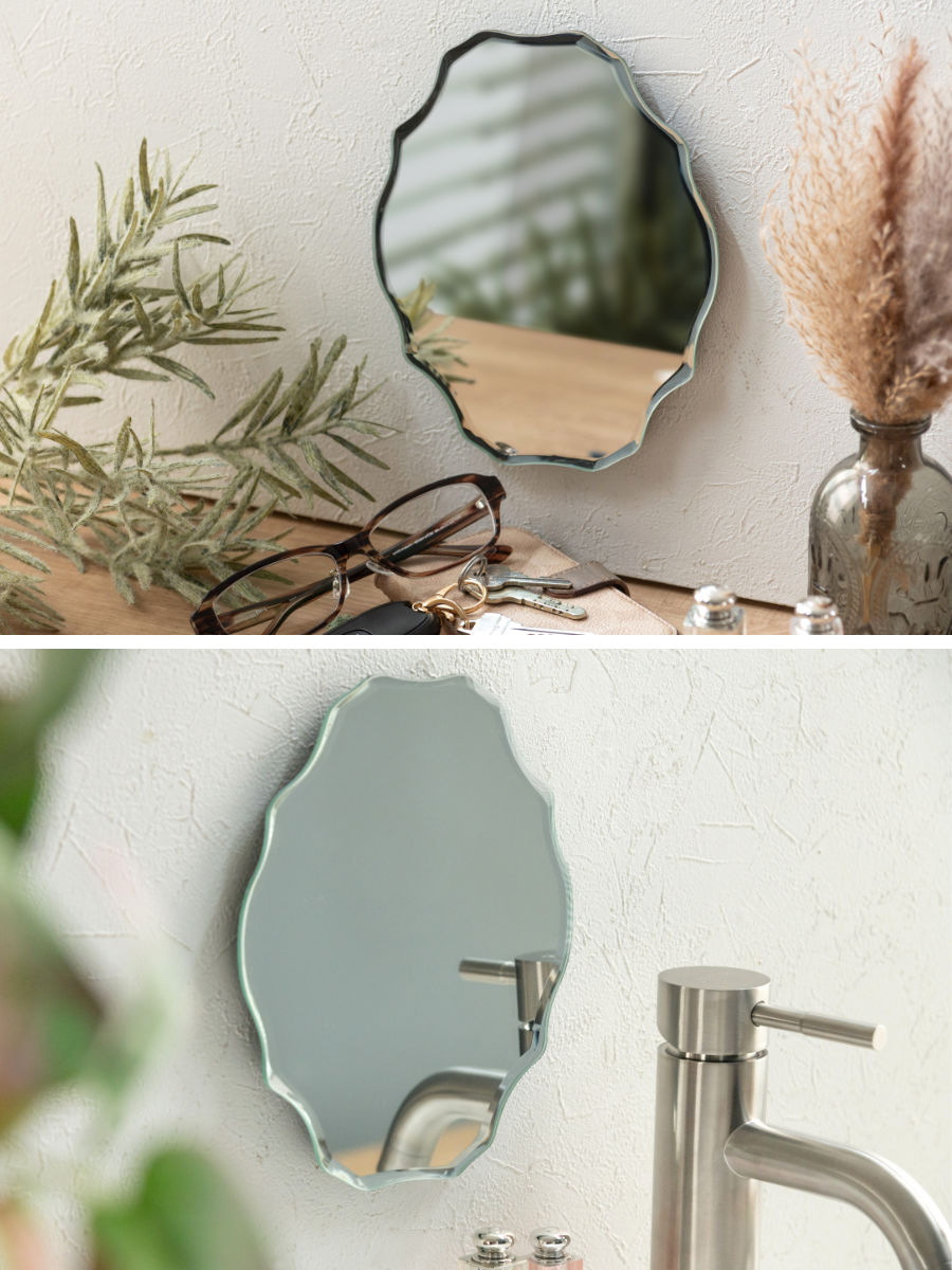 ミラー 2WAY スタンドミラー 壁掛け 楕円 ウォールミラー 卓上 鏡