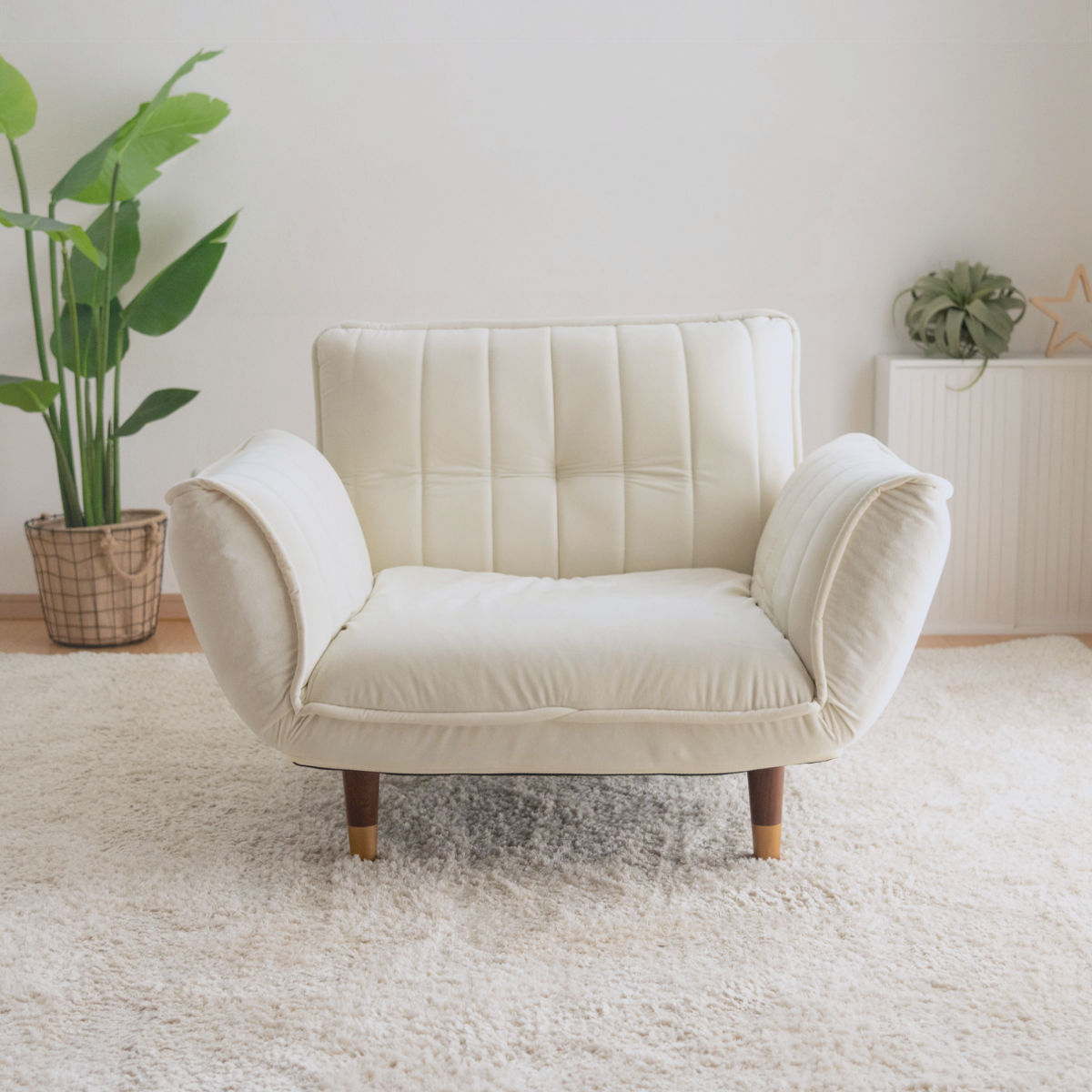 ソファ 幅88～127cm 1人掛け ベロア リクライニング 肘掛け （ 1人用