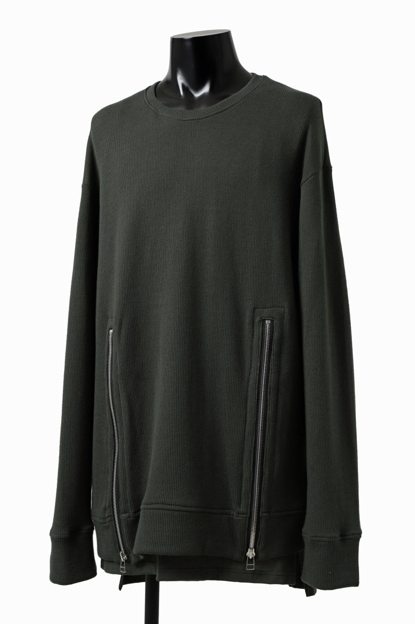 A.F ARTEFACT LAYERED ZIP PULLOVER / COTTON KNIT+JERSEY (KHAKI)の