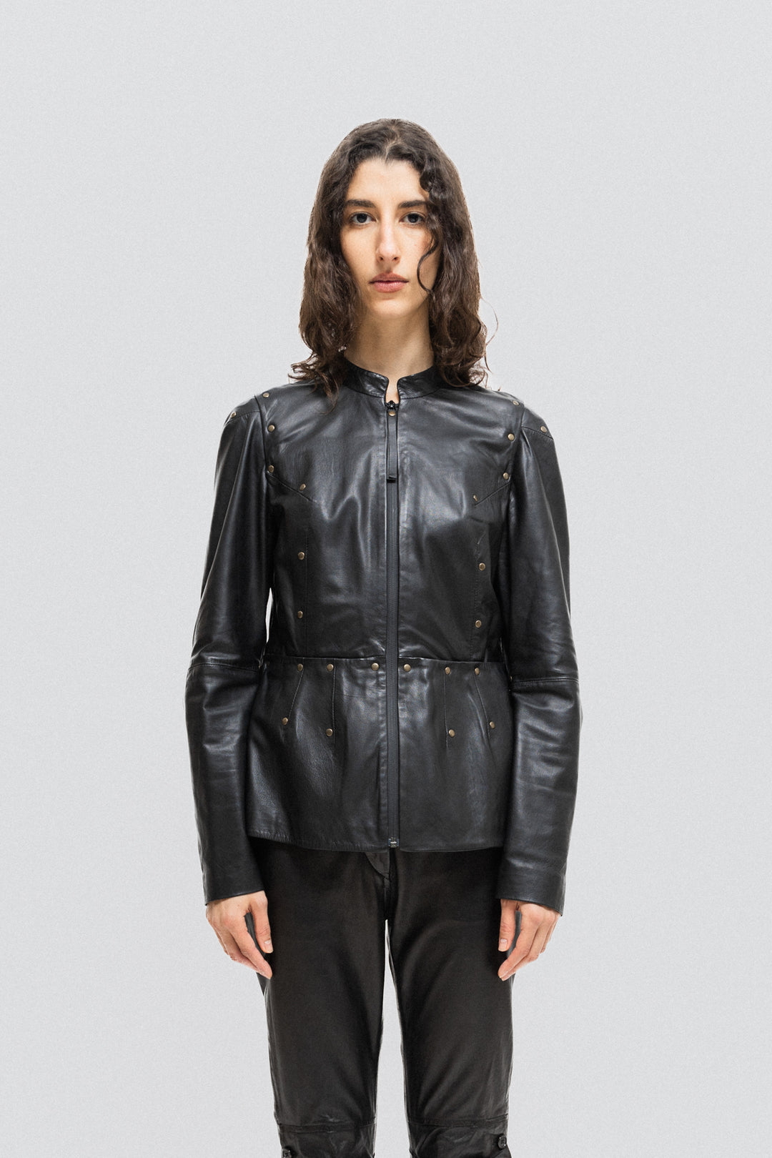 A.F VANDEVORST - SS14 Lambskin armor jacket with brass studs