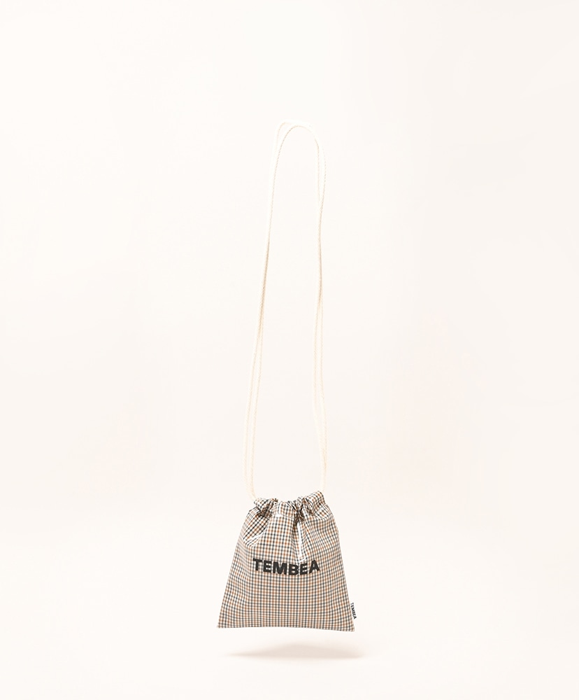 巾着 Pochette - PVC(ONE Check Beige×Blue/チェック ベージュ×ブルー