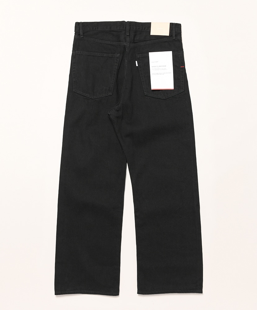 Selvage Denim Five Pocket Wide Straight Pants(1(MEN) Black Washed