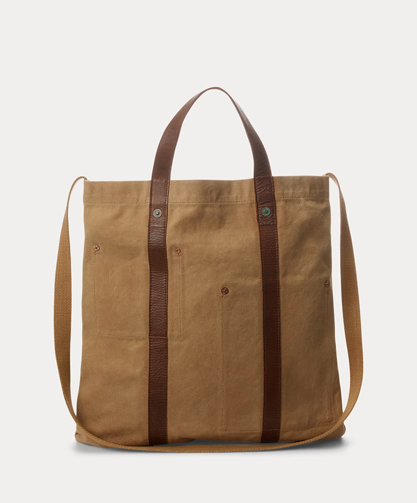 レザートリム キャンバス トート(ONE カーキ/ブラウン): RRL