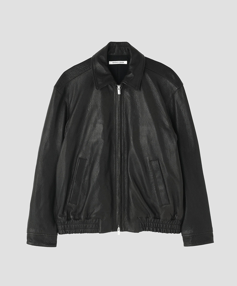 Leather Zip Up Blouson ‐Sheep Shrink leathe‐(L(MEN) BLACK/ブラック