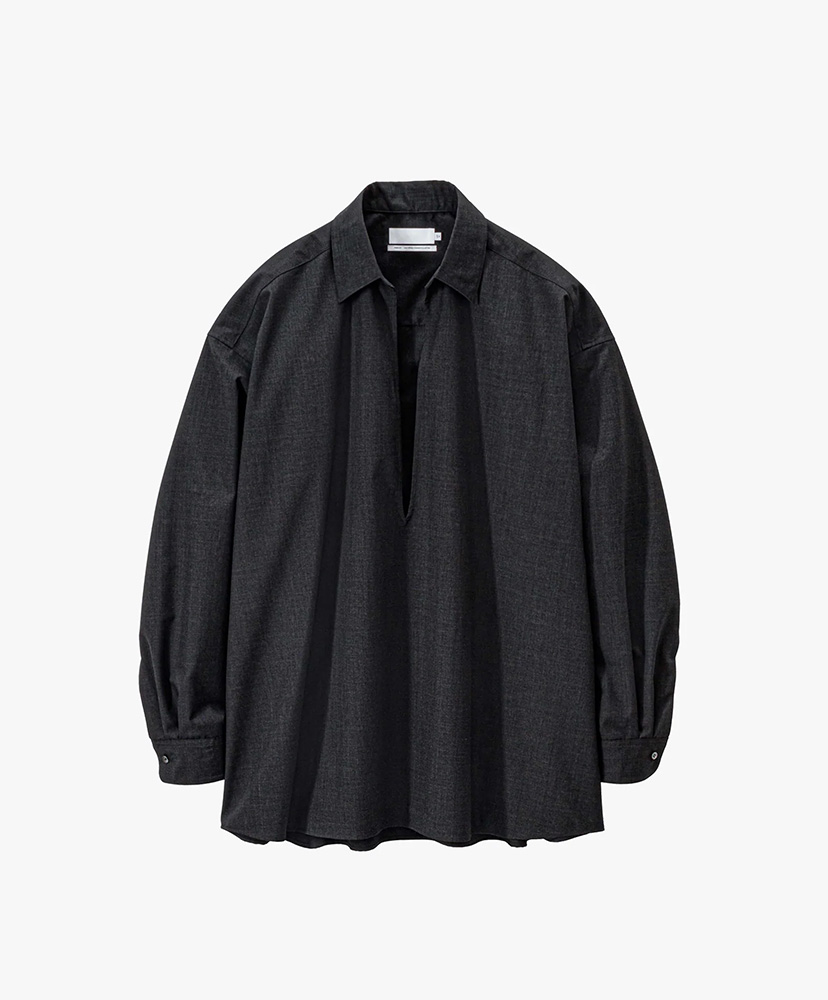 Fine Wool Heather L/S Skipper Shirt(0(MEN) Charcoal/チャコール