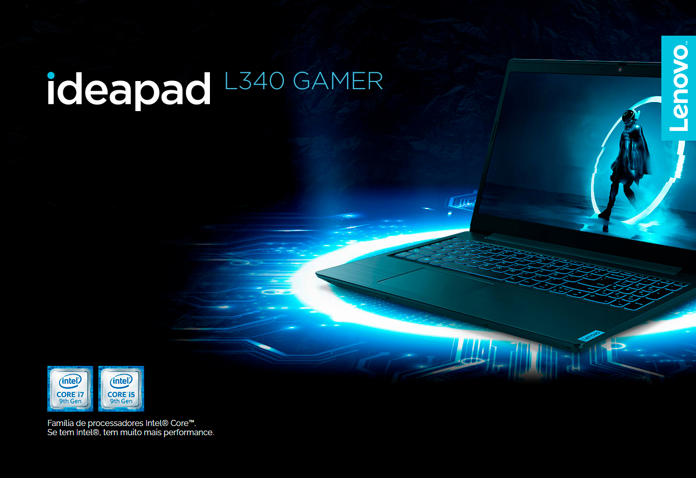 Notebook Gamer Lenovo L340 Intel Core i5-9300HF 8GB 256GB SSD GTX