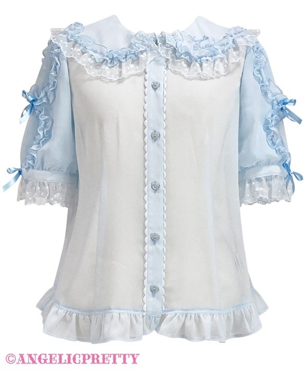 angelic pretty 襟ロゴ刺繍シフォンブラウス ブラウン Angelic Pretty