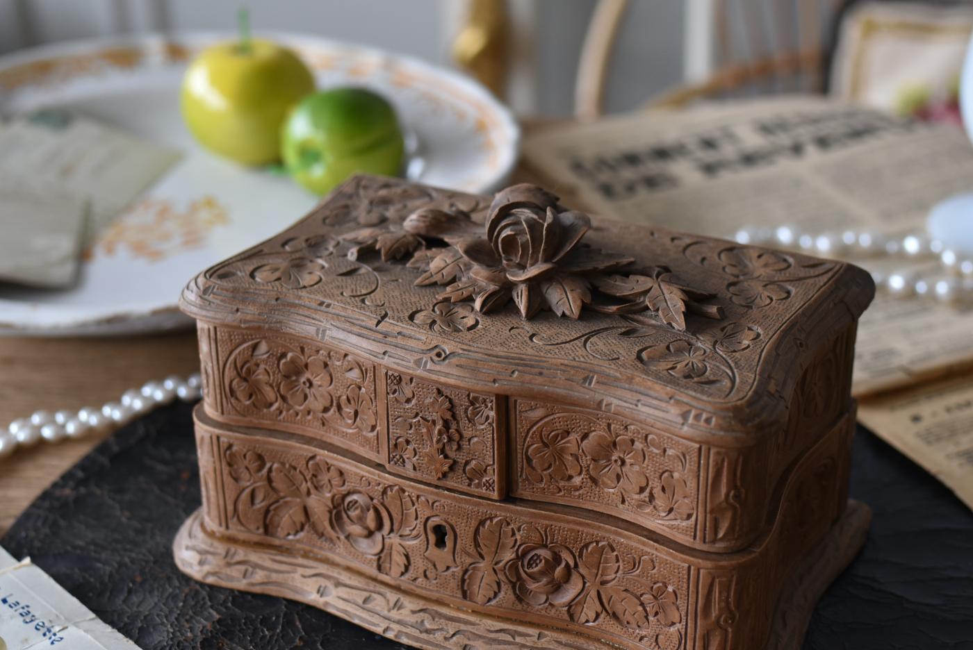 木製ジュエリーボックス フランスアンティーク雑貨 アンティーク