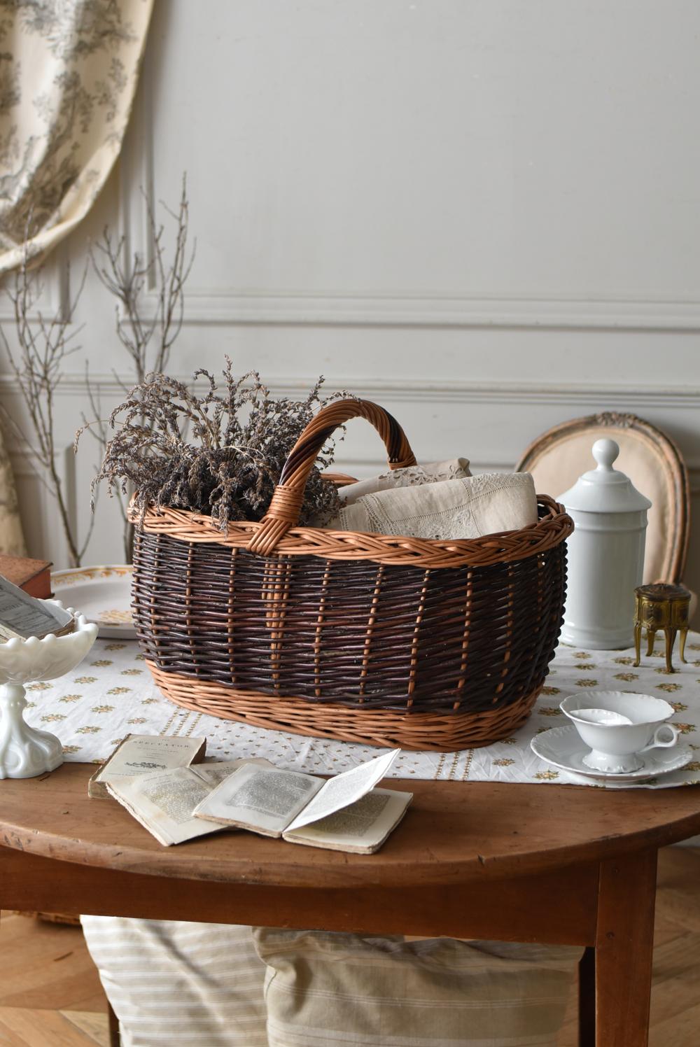 フレンチバスケット フランスアンティーク雑貨 ナチュラル 籠 かご