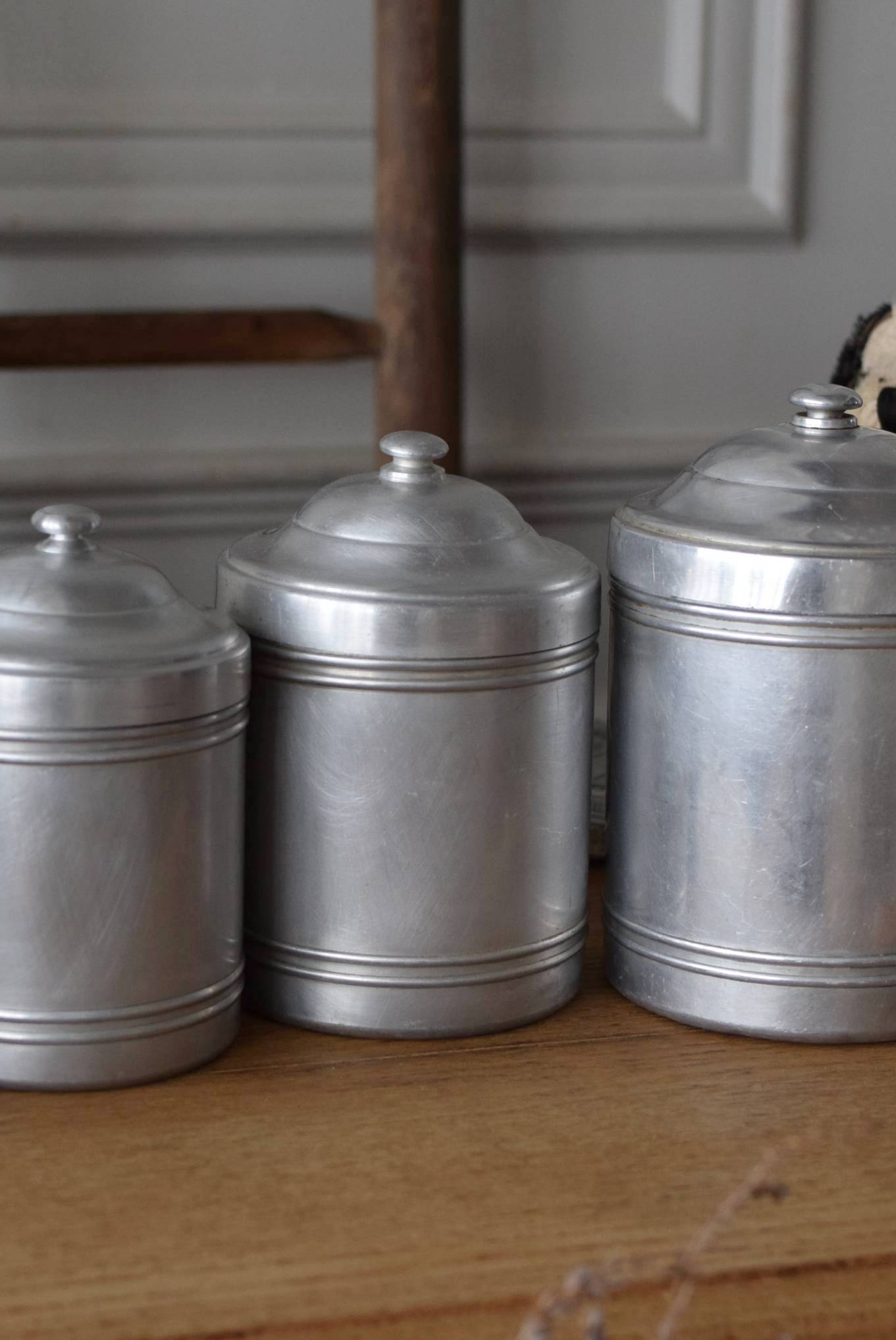 アルミキャニスター6点セット アンティーク雑貨 キッチン雑貨 フランス