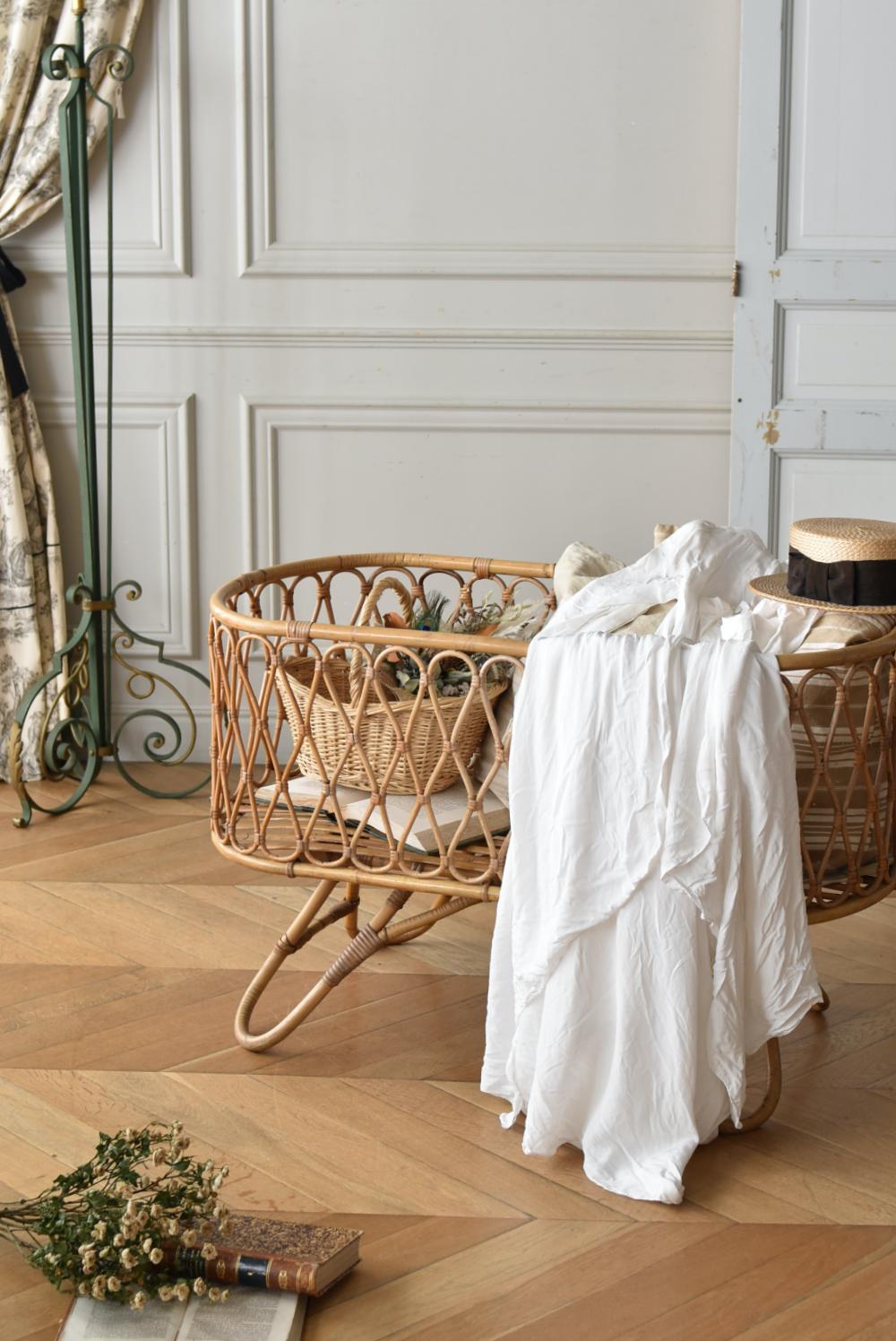 フランスアンティーク家具 ラタンベビーベッド.6 フレンチ家具