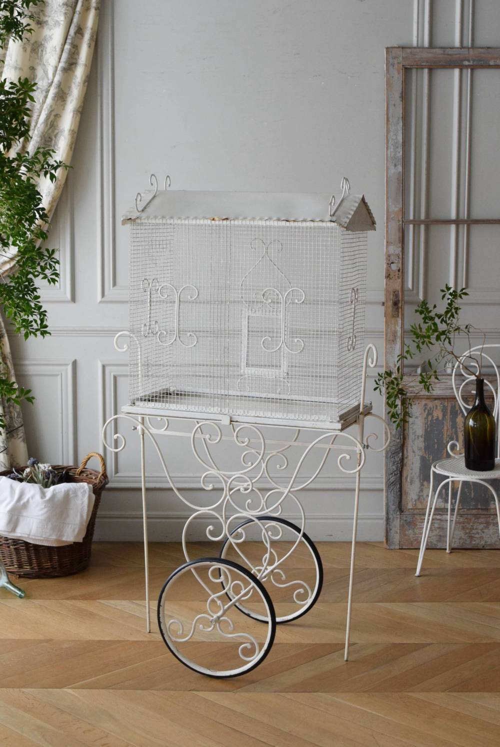 フランスアンティーク ワゴン付きバードケージ ディスプレイ