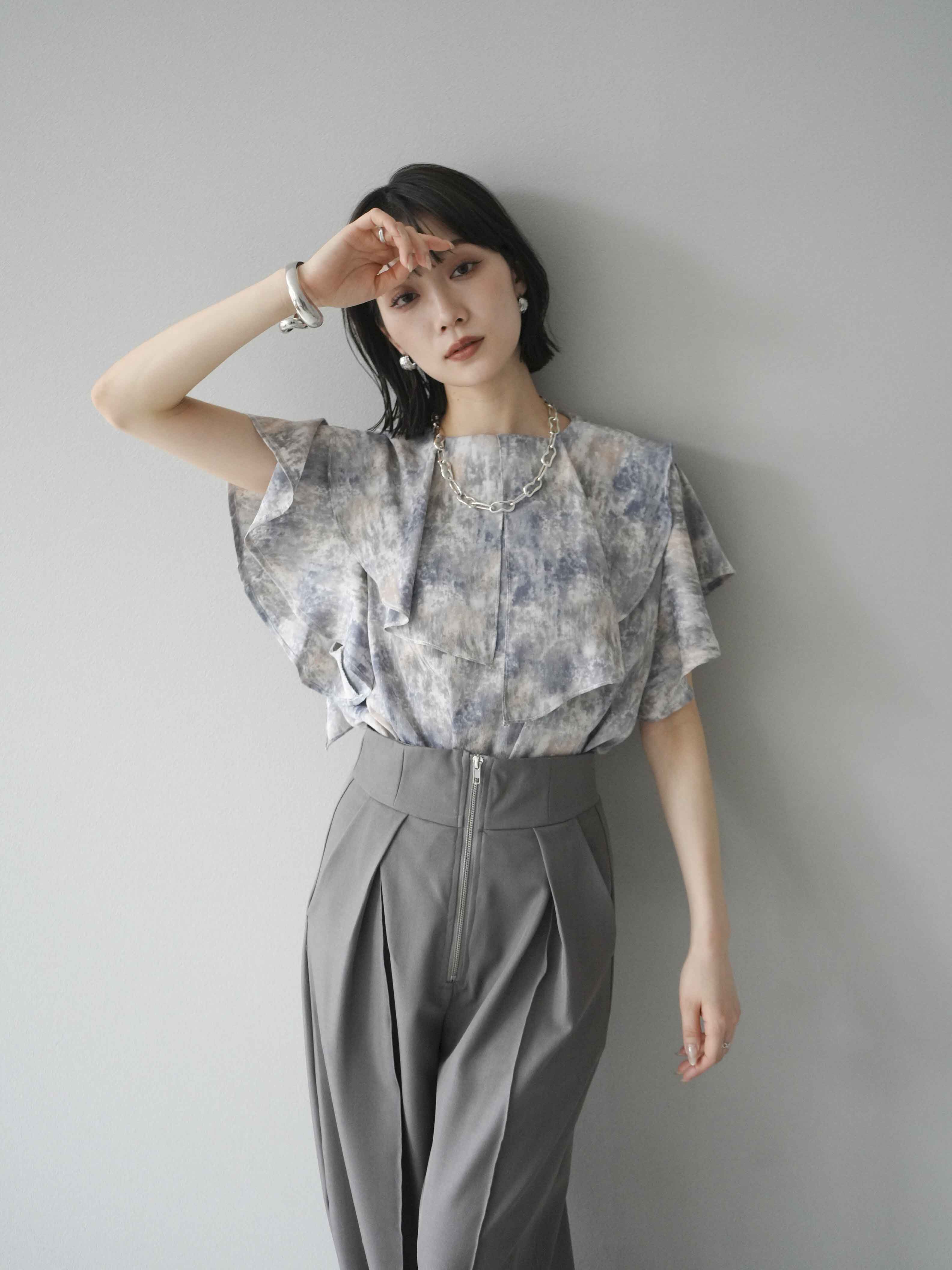 予約]水彩アートラッフルカラーブラウス/ラベンダー – Lumier