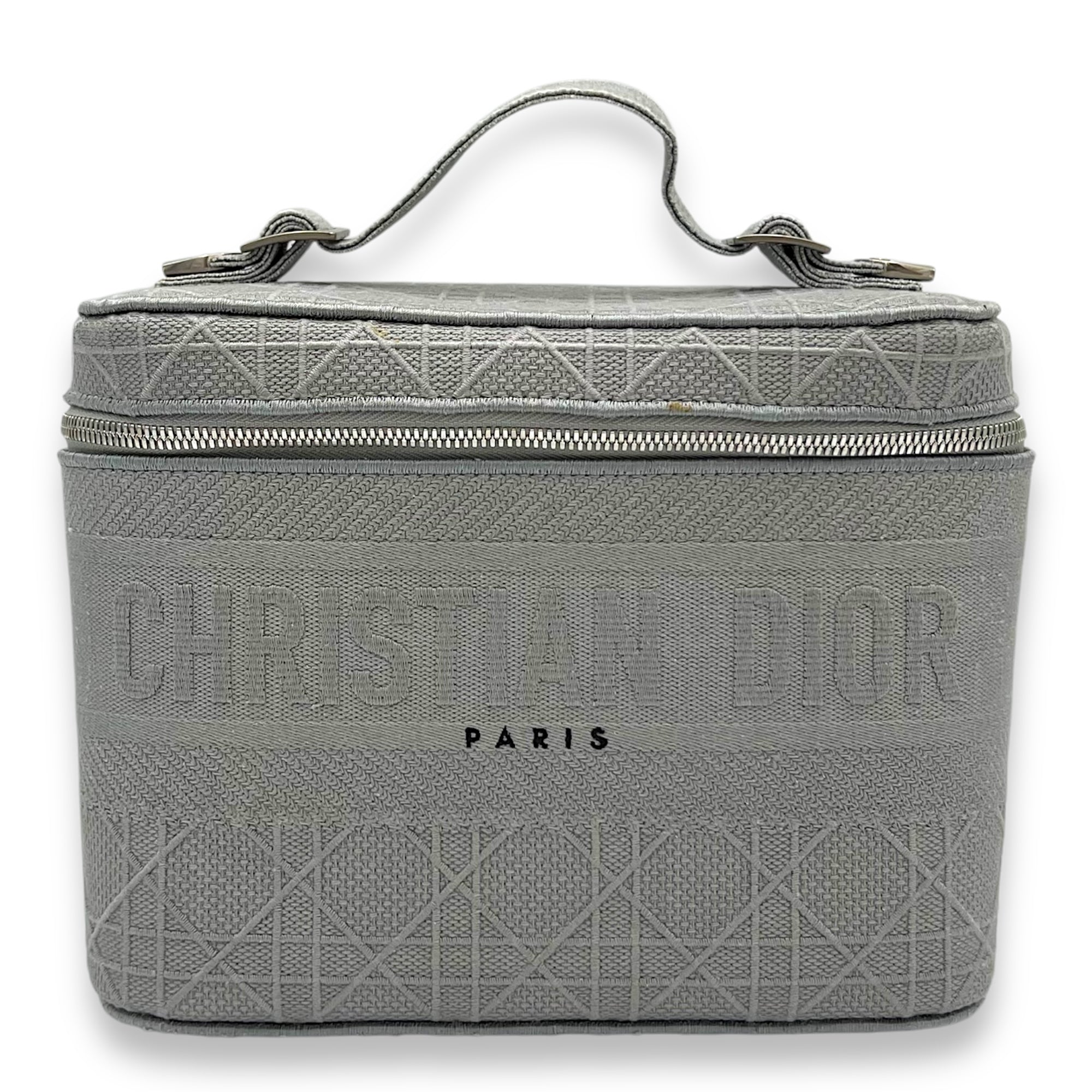 Vanity Top Handle Bag Grey in Jacquard, Silver hardware