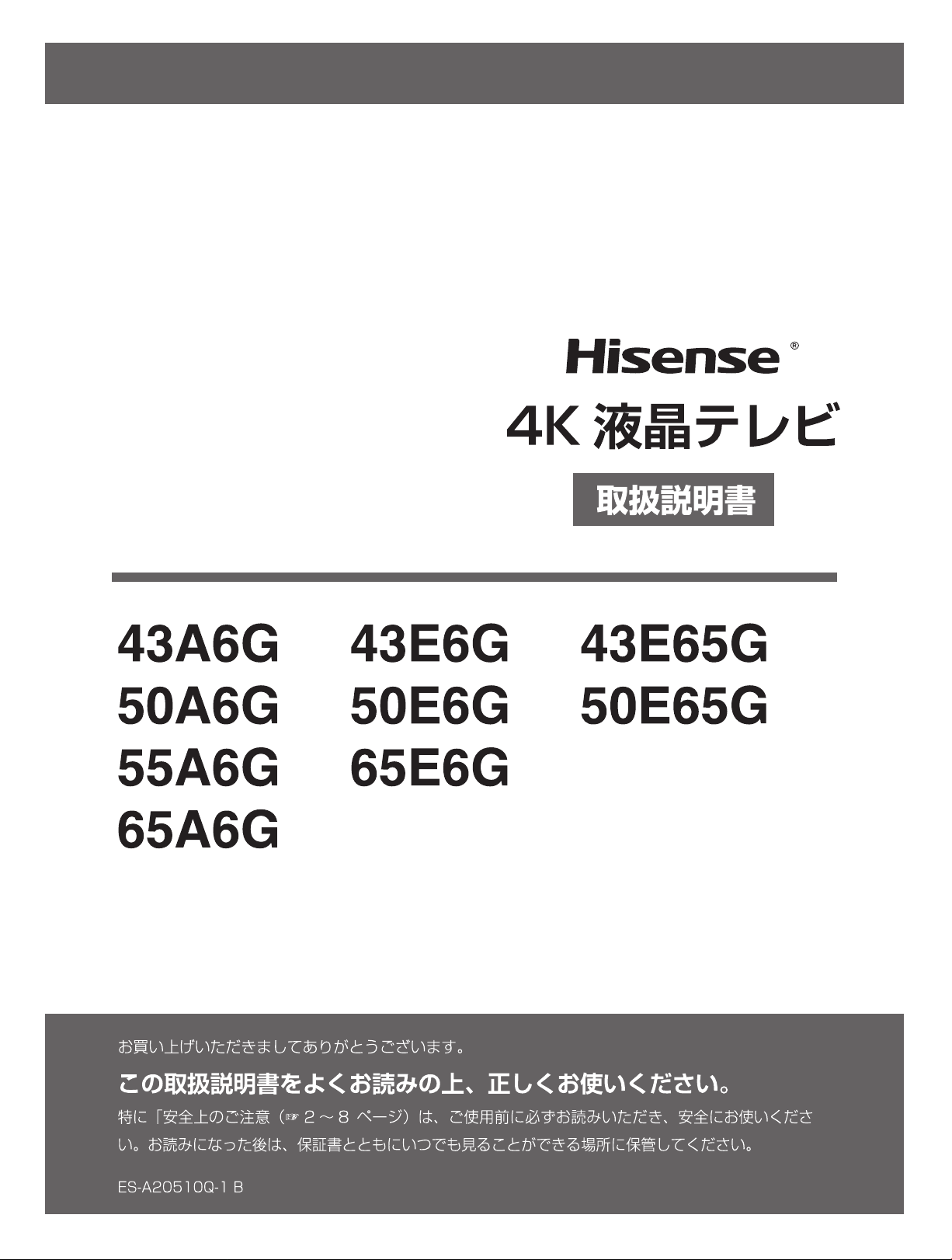 説明書 ハイセンス 43E6G OLEDテレビ