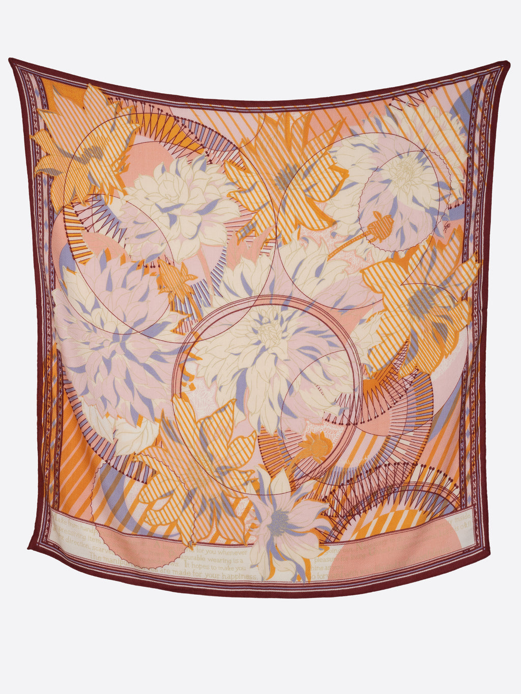 ウールシルクストールヘリンボーン織120＞コラージュダリアロンド