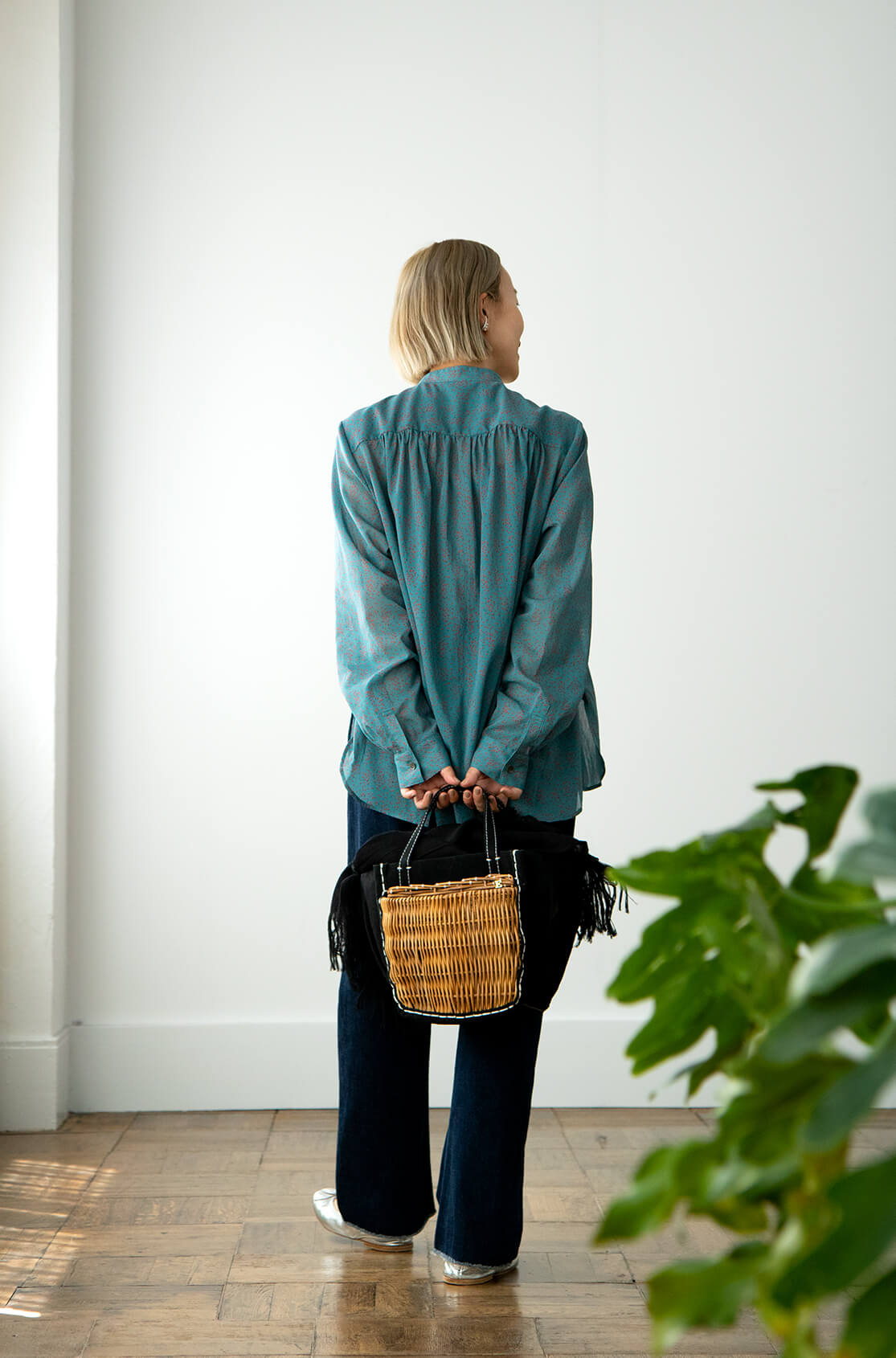 ebagos キャンバス・カゴポケット付トート (ポケットオーバル)防水