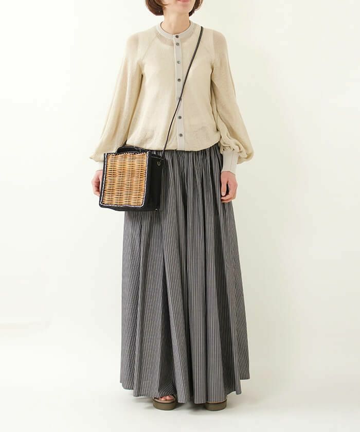 ebagos かご袋ショルダー（カゴポシェット）防水キャンバス×紅籐 BLACK