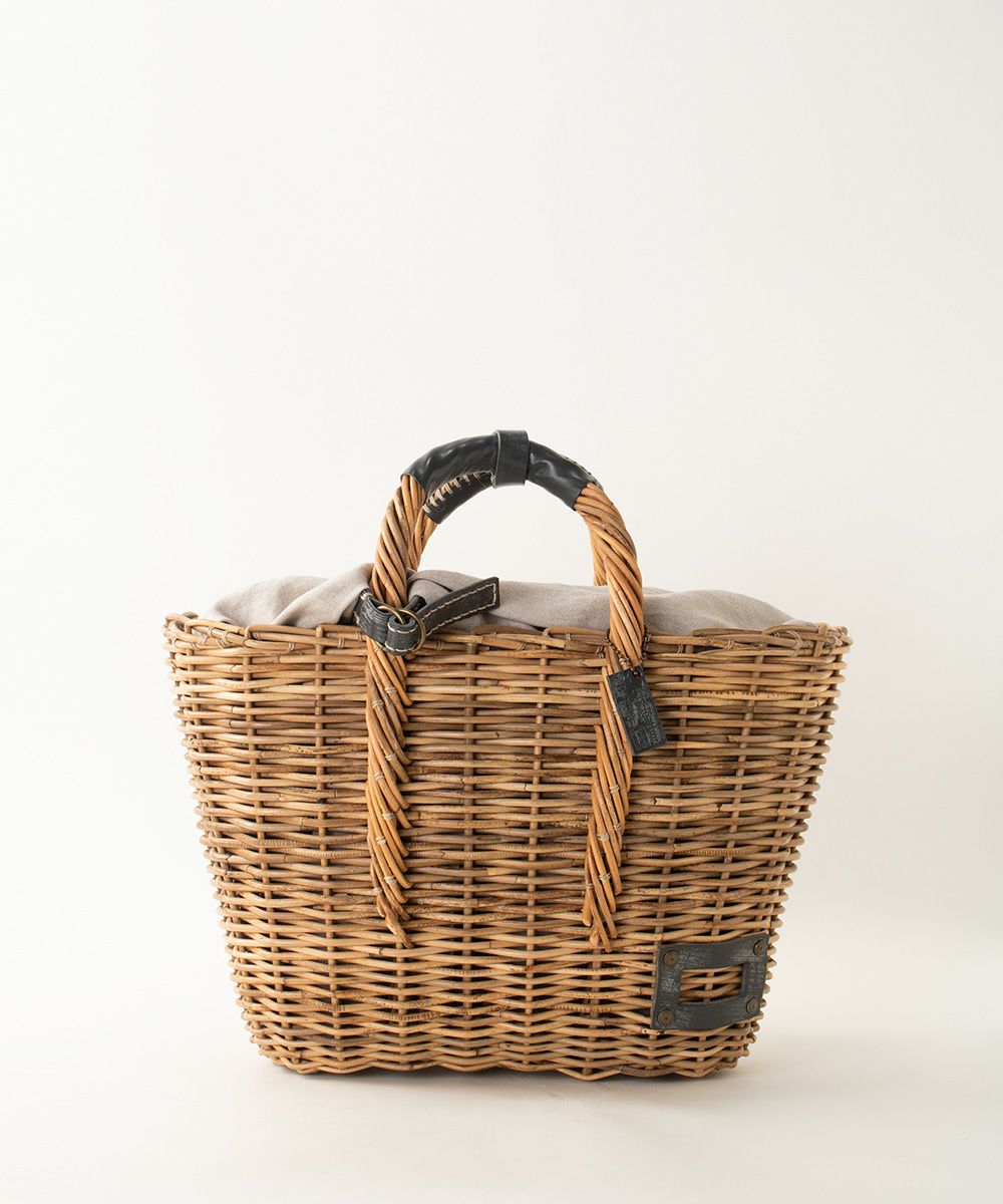 ebagos「マルシェ」 ブライドルレザー×紅籐（リネン被せ） GREY（定番