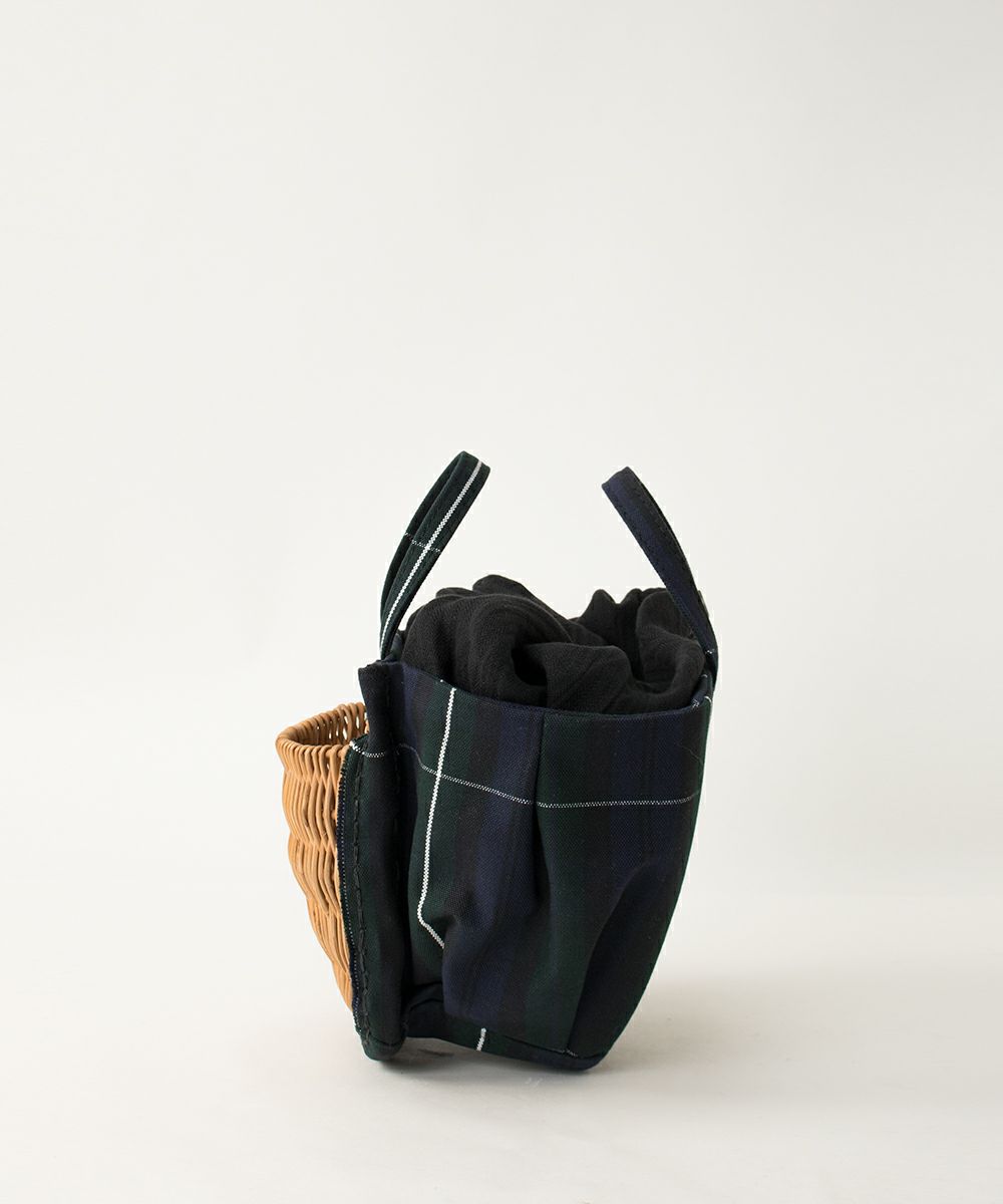 ebagosキャンバス・カゴポケット付トート (ポケットオーバル)チェック