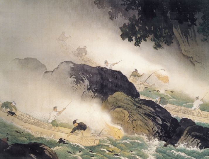 川合玉堂（かわいぎょくどう） 鵜飼 掛け軸 川合玉堂（かわいぎょ