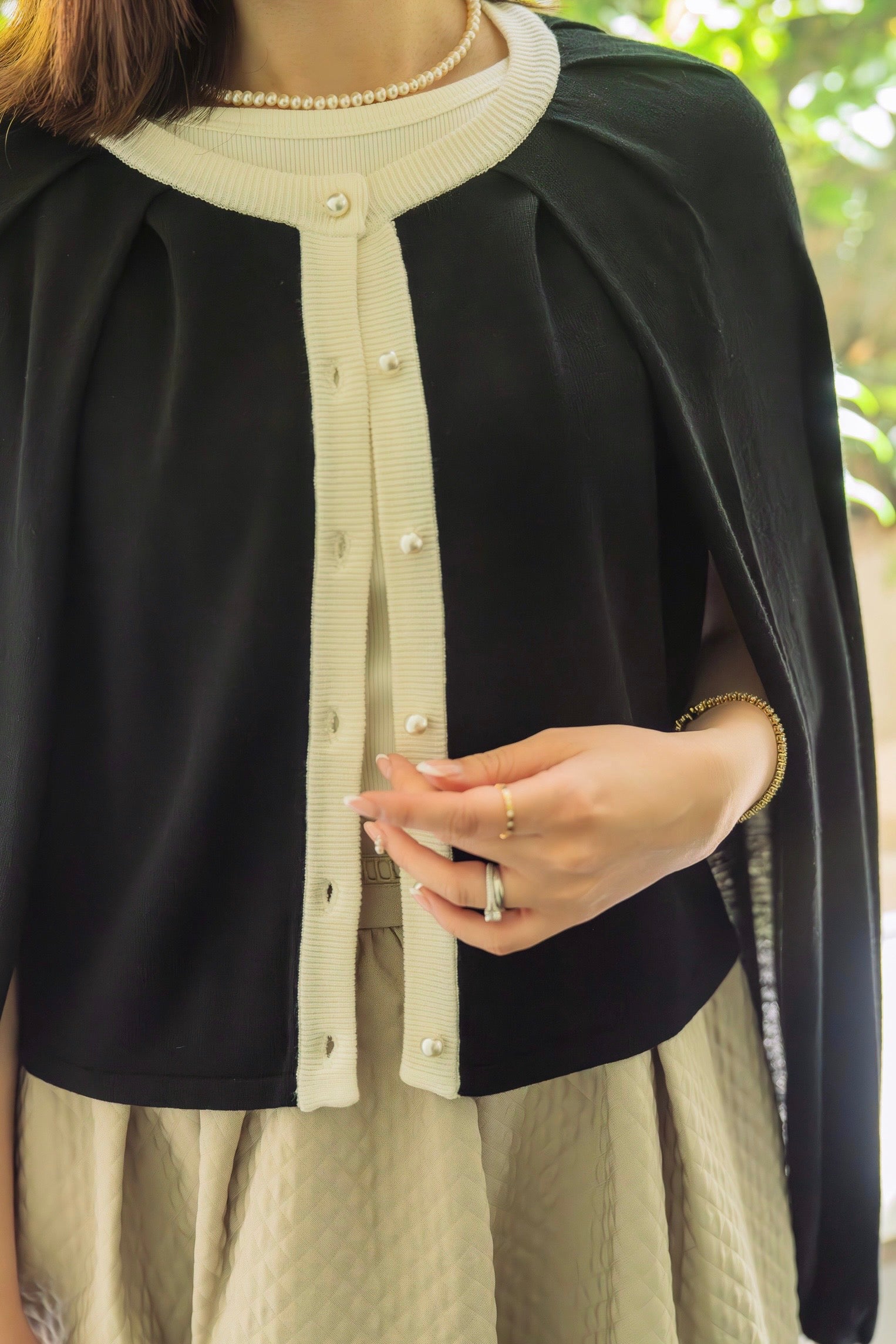 メゾンエシェル 2WAYバイカラーニットカーディガン ネイビー メゾン